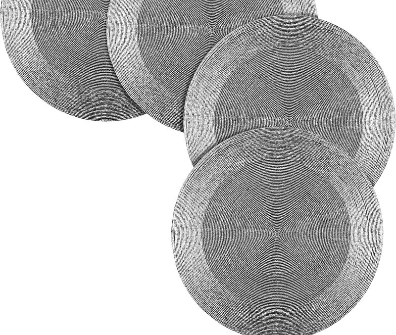 Bedding Craft Farmhouse Beaded Placemat Set of 4 - 13" Round Black Grey Multi Hand Beaded Charger - Image 5